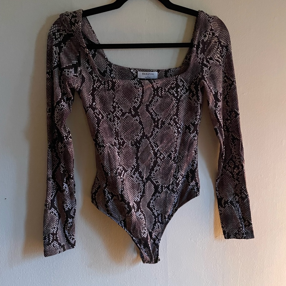Aritzia Snakeskin Thong Bodysuit